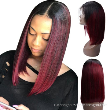 180%density Glueless Peruvian HumanHair DarkRed 99jLaceFront